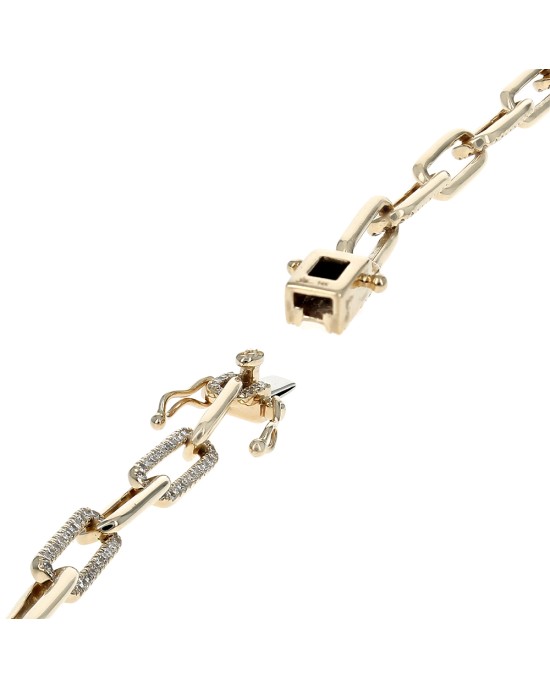 Diamond Paperclip Link Bracelet in Yellow Gold
